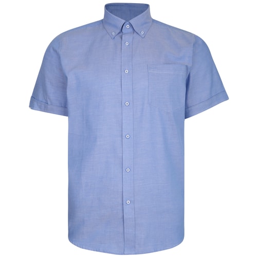 KAM Dobby Weave Short Sleeve Shirt Blue